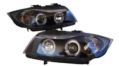 Black CCFL Angle Eye Projector Headlight Fit For BMW E90 Sedan 2005-2008
