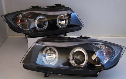 Black LED Angle Eye Projector Headlight Fit For BMW E90 Sedan 2005-2008