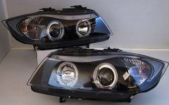 Black LED Angle Eye Projector Headlight Fit For BMW E90 Sedan 2005-2008