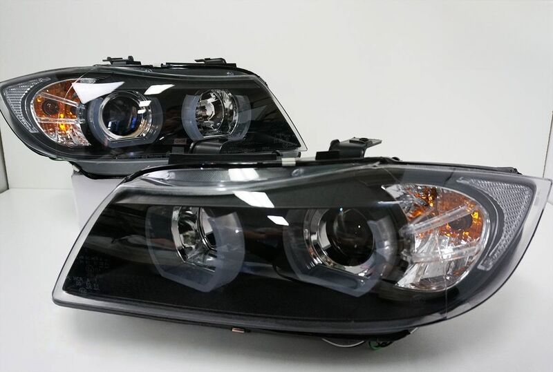 Black 3D LED DRL Angel-Eyes Projector Head Lights Fit For BMW 3-Series E91 E90 Sedan 2005-2008