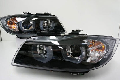 Black 3D LED DRL Angel-Eyes Projector Head Lights Fit For BMW 3-Series E91 E90 Sedan 2005-2008