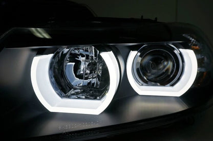 Black 3D LED DRL Angel-Eyes Projector Head Lights Fit For BMW 3-Series E91 E90 Sedan 2005-2008