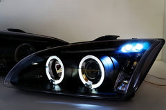 Black Projector Angel Eye Head Light Fit For Ford Focus MK2 XR5 Zetec 2004-2007