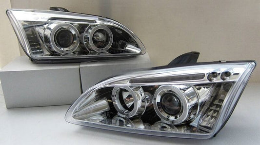 Clear Projector Angel Eye Headlights Fit For Ford Focus MK2 XR5 Zetec 2004-2007