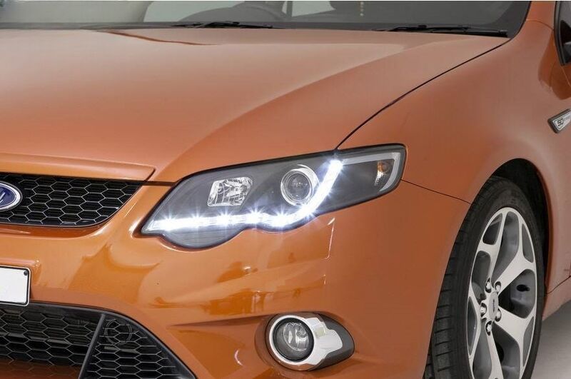 Black LED DRL Headlights Fit For Ford Falcon FG Sedan FPV XR6 XR8 2007-2014