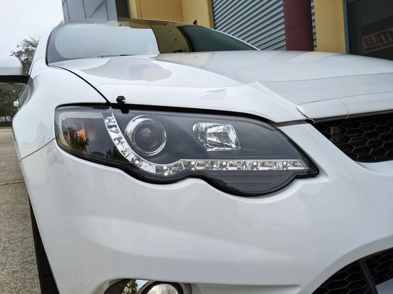 Black LED DRL Headlights Fit For Ford Falcon FG Sedan FPV XR6 XR8 2007-2014