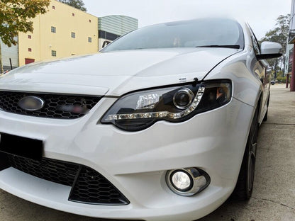 Black LED DRL Headlights Fit For Ford Falcon FG Sedan FPV XR6 XR8 2007-2014