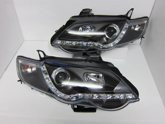 Black LED DRL Headlights Fit For Ford Falcon FG Sedan FPV XR6 XR8 2007-2014