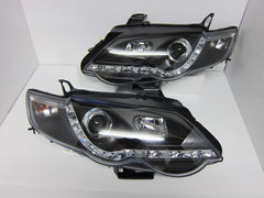 Black LED DRL Headlights Fit For Ford Falcon FG Sedan FPV XR6 XR8 2007-2014