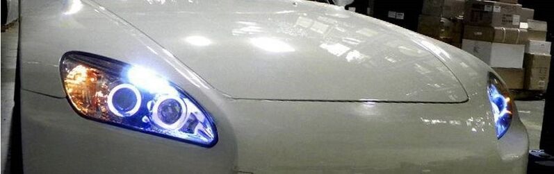 Black LED Angel-Eyes Projector Headlights Fit For Honda S2000 AP1 1999-2003