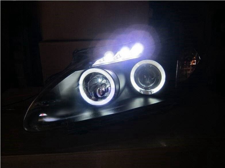 Black LED Angel-Eyes Projector Headlights Fit For Honda S2000 AP1 1999-2003