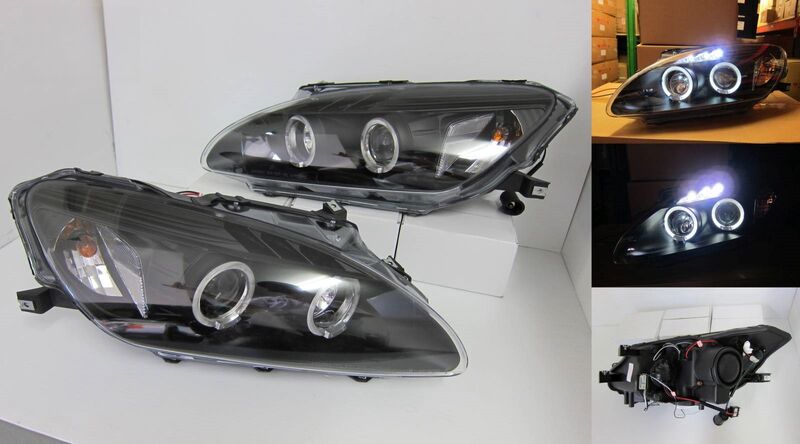 Black LED Angel-Eyes Projector Headlights Fit For Honda S2000 AP1 1999-2003