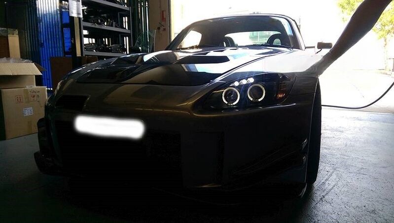 Black LED Angel-Eyes Projector Headlights Fit For Honda S2000 AP1 1999-2003