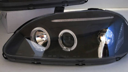 Black LED Angle Eye Projector Headlights Fit For HONDA Civic EK VTI 1996-1998