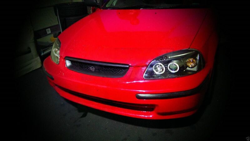 Black LED Angle Eye Projector Headlights Fit For HONDA Civic EK VTI 1996-1998