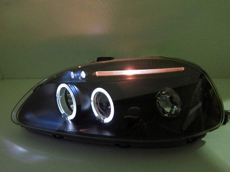 Black LED Angle Eye Projector Headlights Fit For HONDA Civic EK VTI 1996-1998