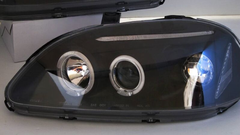 Black LED Angle Eye Projector Headlights Fit For HONDA Civic EK VTI 1996-1998