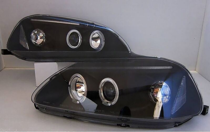 Black LED Angle Eye Projector Headlights Fit For HONDA Civic EK VTI 1996-1998