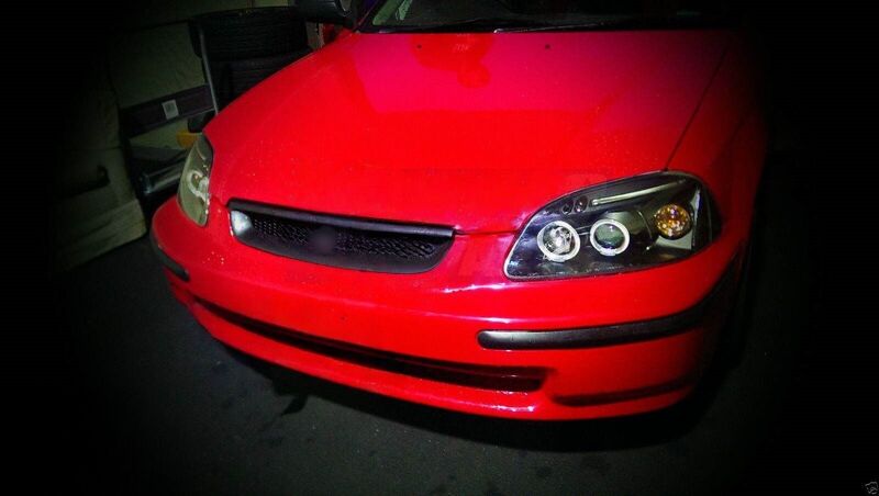 Black LED Angle Eye Projector Headlights Fit For HONDA Civic EK VTI 1996-1998