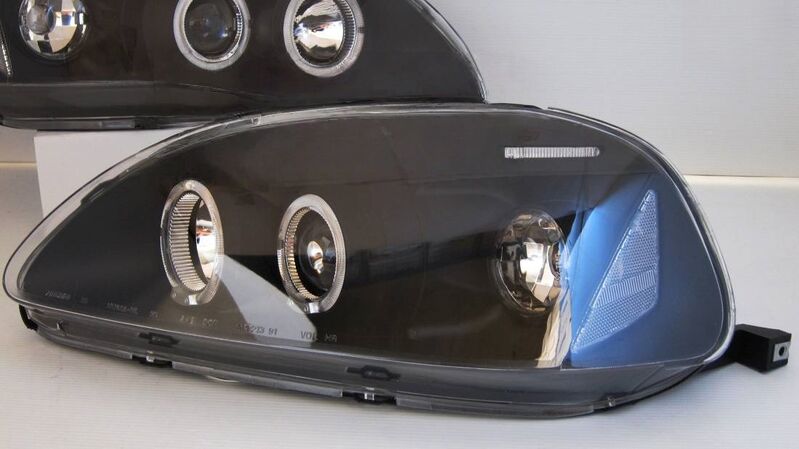 Black LED Angle Eye Projector Headlights Fit For HONDA Civic EK VTI 1996-1998