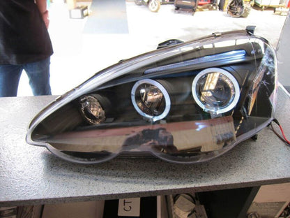 Black Dual Halo LED Projector Headlights Fit For Honda Integra Type S Type R 2001-2003