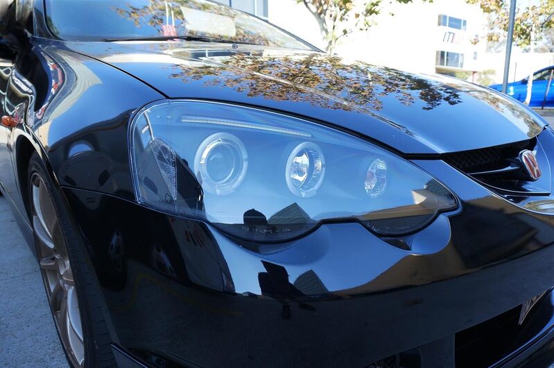 Black LED Angel-Eyes Projector Headlights Fit For Honda Integra DC5 Type S Type R 2001-2003