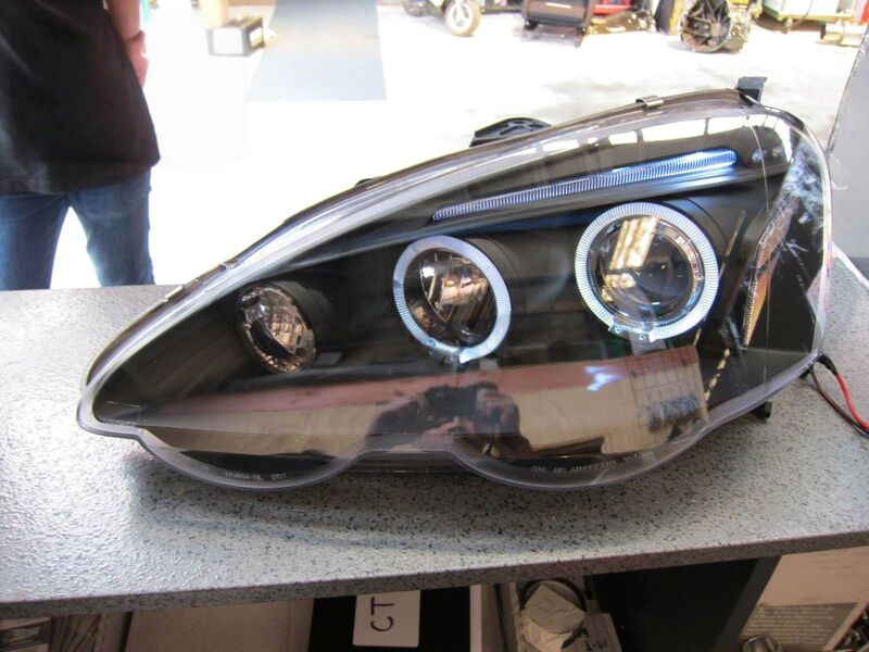 Black LED Angel-Eyes Projector Headlights Fit For Honda Integra DC5 Type S Type R 2001-2003
