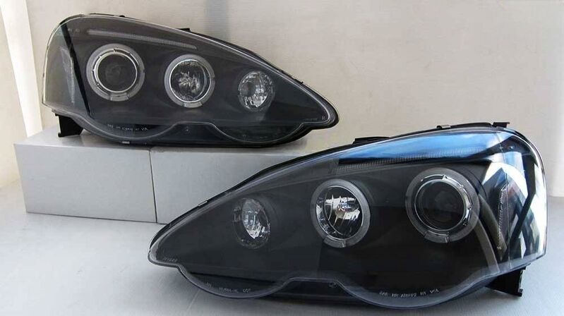 Black Dual Halo LED Projector Headlights Fit For Honda Integra Type S Type R 2001-2003