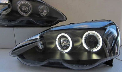 Black Dual Halo LED Projector Headlights Fit For Honda Integra Type S Type R 2001-2003