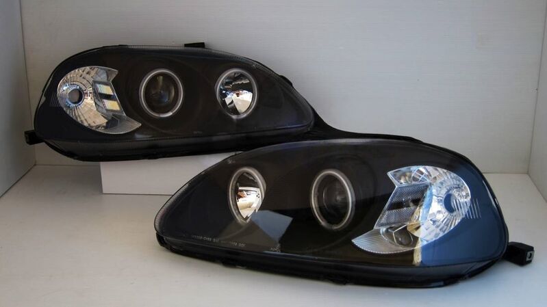 Black CCFL Angle Eye Projector Headlights Fit For Honda CIVIC EK VTIR VTIS 1999-2000