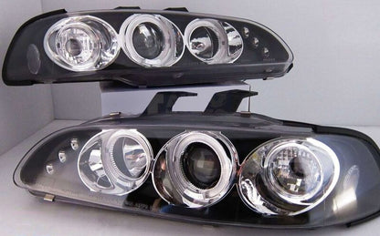 Black LED Projector Angle Eyes Headlights Fit For Honda Civic EG Si SiR Vti 1992-1995