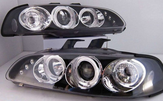 Black LED Projector Angle Eyes Headlights Fit For Honda Civic EG Si SiR Vti 1992-1995
