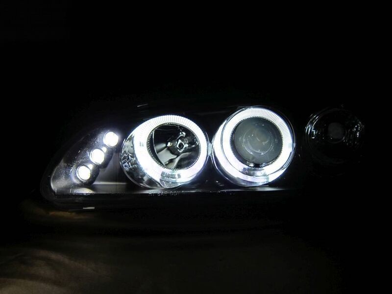 Black LED Projector Angle Eyes Headlights Fit For Honda Civic EG Si SiR Vti 1992-1995