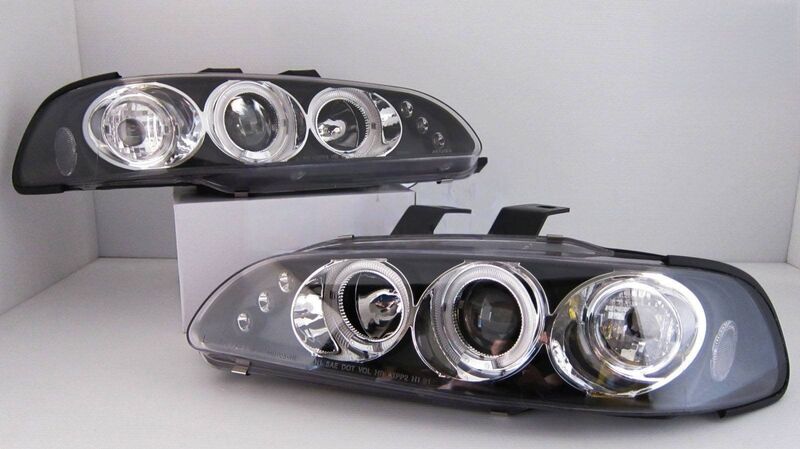 Black LED Projector Angle Eyes Headlights Fit For Honda Civic EG Si SiR Vti 1992-1995