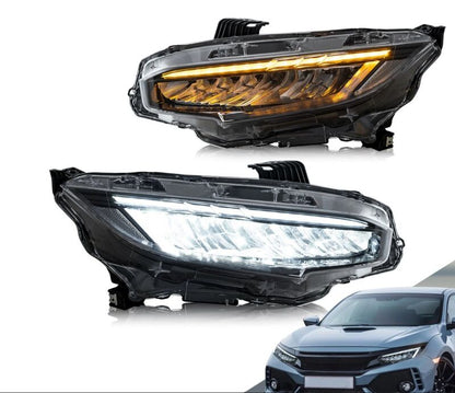 Full LED Projector Headlights Sequential DRL Fit For Honda Civic Type R FK7 FK8 2016-2021