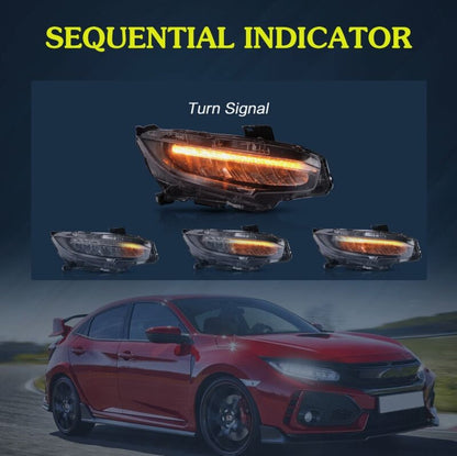 Full LED Projector Headlights Sequential DRL Fit For Honda Civic Type R FK7 FK8 2016-2021