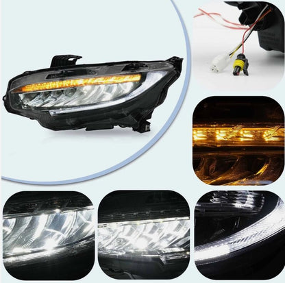 Full LED Projector Headlights Sequential DRL Fit For Honda Civic Type R FK7 FK8 2016-2021