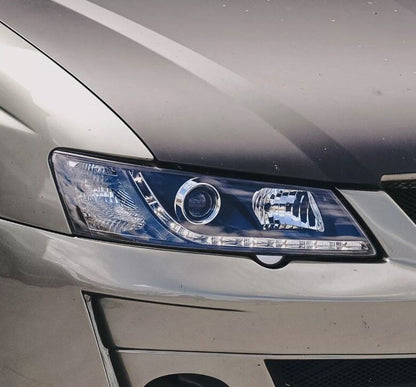 Black DRL LED Projector Head Lights Fit For Holden Commodore VY UTE 2002-2004