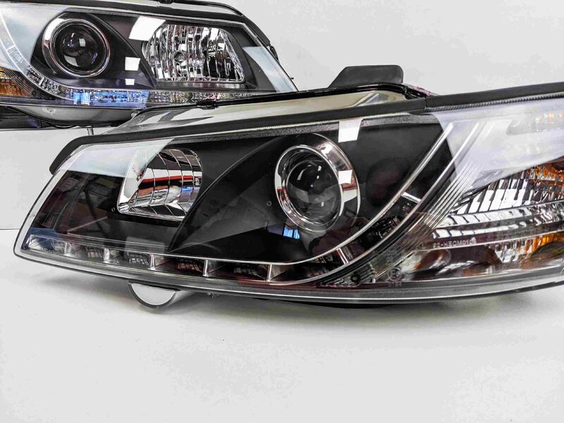 Black DRL LED Projector Head Lights Fit For Holden Commodore VY UTE 2002-2004