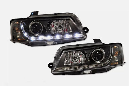 Black DRL LED Projector Head Lights Fit For Holden Commodore VY UTE 2002-2004