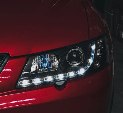 Black DRL LED Projector Head Lights Fit For Holden Commodore VY UTE 2002-2004