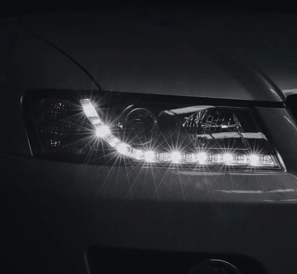 Black DRL LED Projector Head Lights Fit For Holden Commodore VZ UTE 2004-2006