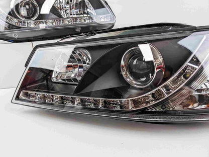 Black DRL LED Projector Head Lights Fit For Holden Commodore VZ UTE 2004-2006
