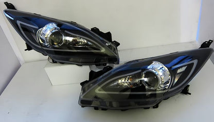 Black 3D DRL LED Projector Headlights Fit For Mazda 3 MPS 2009-2013