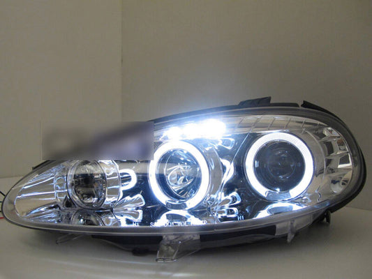 Clear LED Angel Eyes Projector Head Lights Fit For Mazda MX5 NB 2001-2005