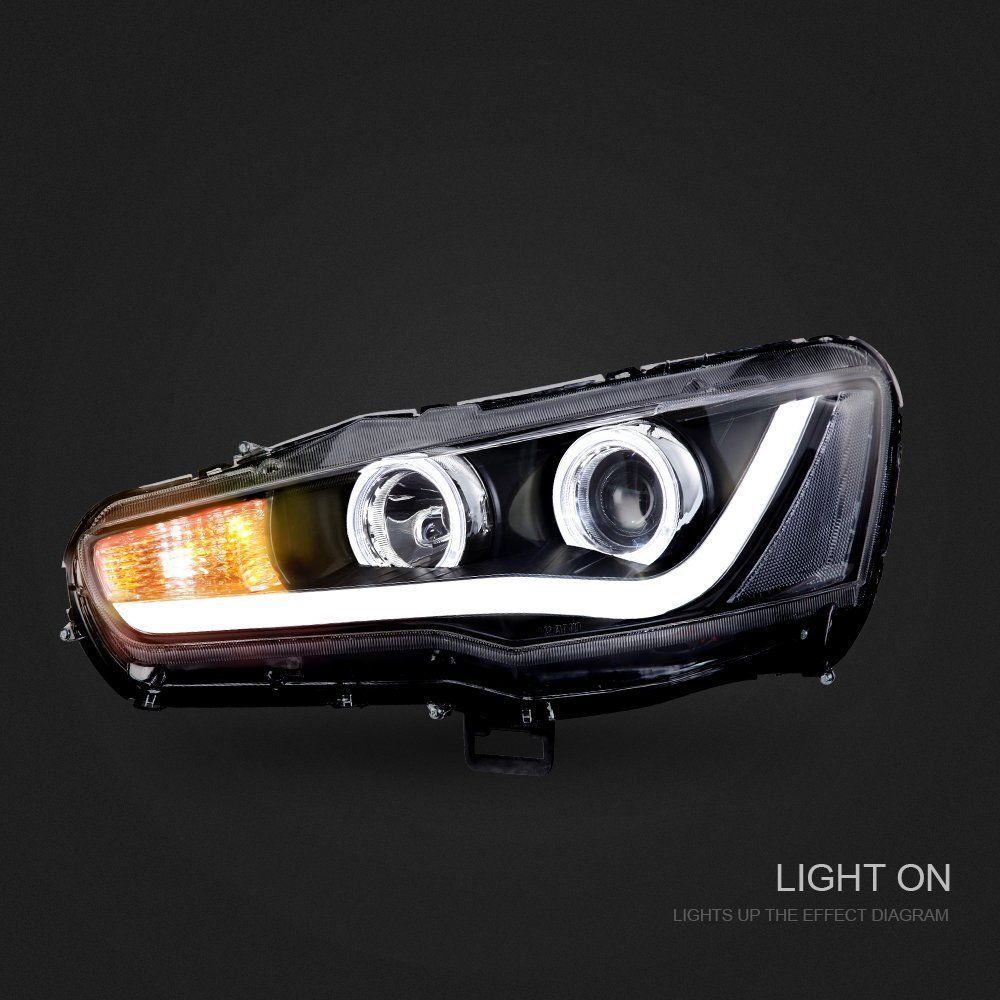Angel Eyes DRL LED Headlights Fit For Mitsubishi Lancer EVO X CJ VRX 2007-2018