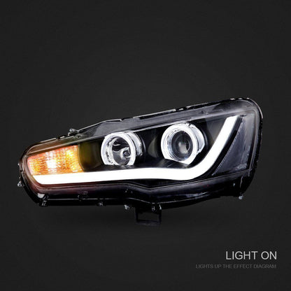 Angel Eyes DRL LED Headlights Fit For Mitsubishi Lancer EVO X CJ VRX 2007-2018