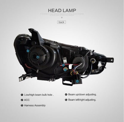 Demon Eye 3D LED DRL Projector Head Light Fit For Mitsubishi Lancer CJ EVO X VRX 2007-2017
