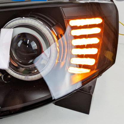 Black Ultra LED Angel Eyes Projector Headlights Fit For Mitsubishi Triton 2006-2015