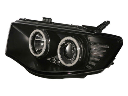 Black Ultra LED Angel Eyes Projector Headlights Fit For Mitsubishi Triton 2006-2015
